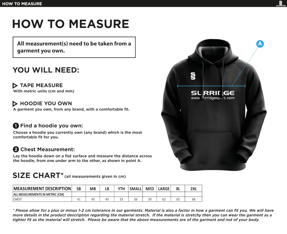 Liverpool CC - Blade Hoody - Size Guide