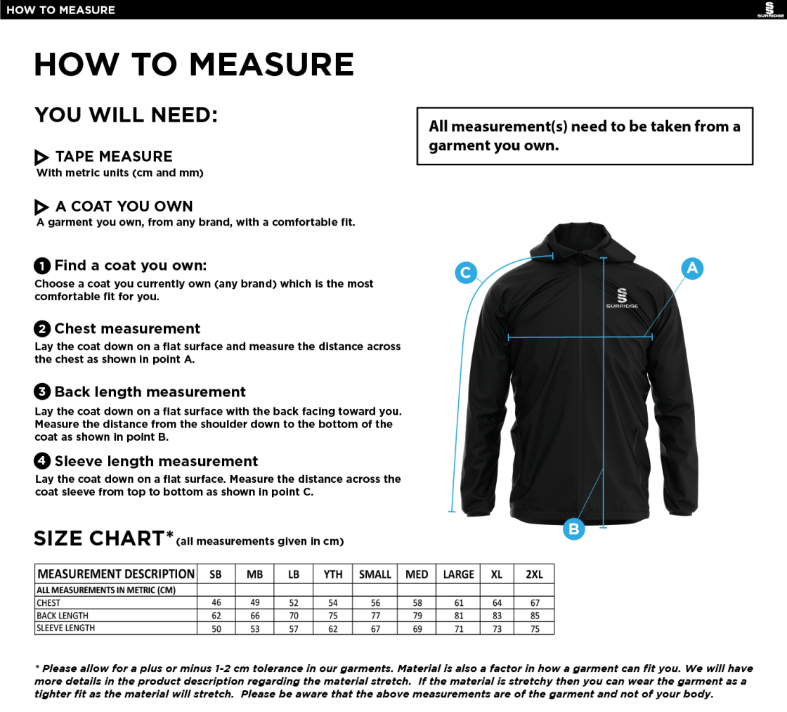 LIVERPOOL CC Dual Elite 1/4 Zip Hoody / Rain Jacket : Black - Size Guide