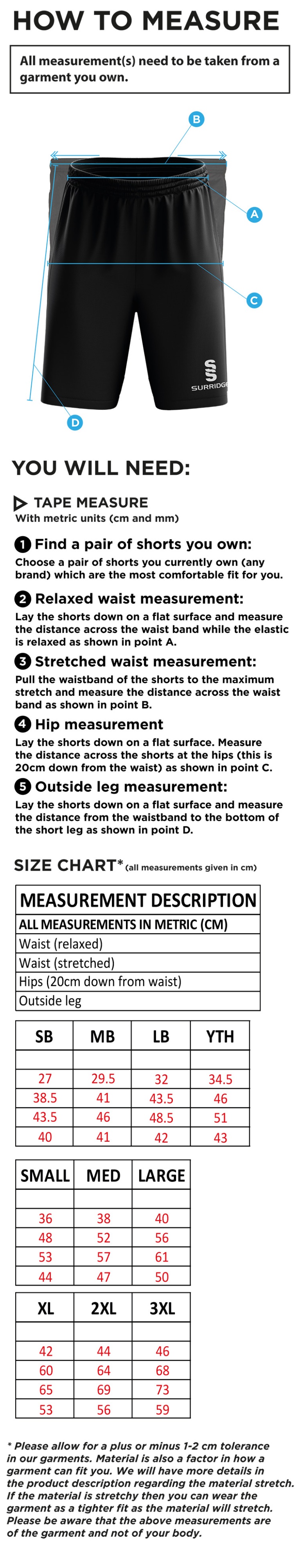 Liverpool CC - Blade Shorts - Size Guide