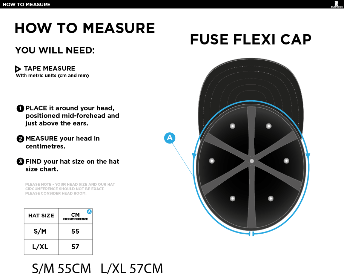 LIVERPOOL CC Fuse Flexi Cap - Black - Size Guide